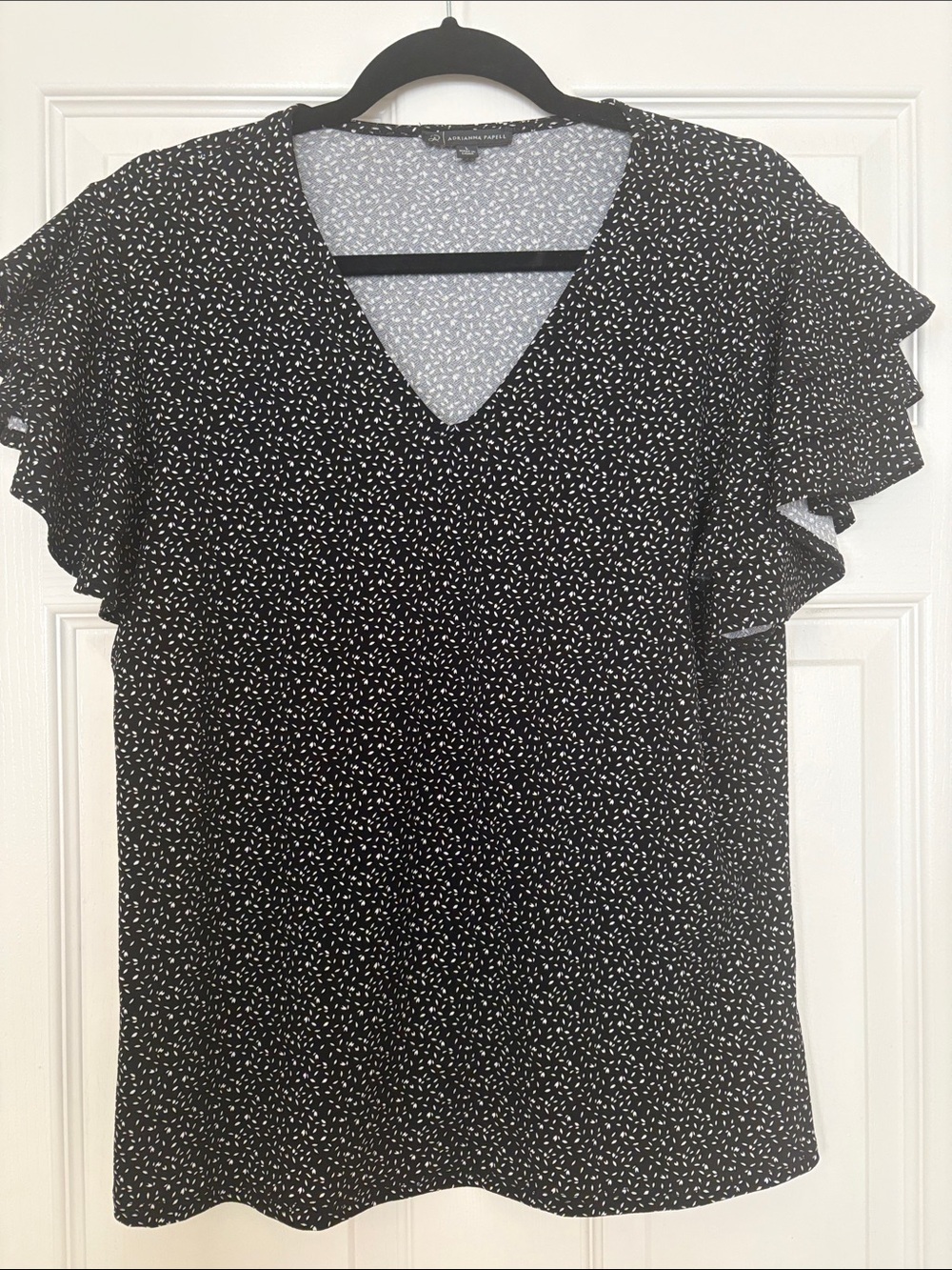 Adrianna Papell | V-Neck Ruffle Sleeve Top| Size L